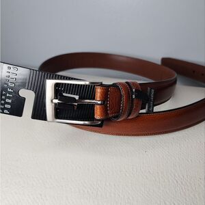 Mens Perry Ellis Italian Leather Belt Brown Size 36 Silver Buckle